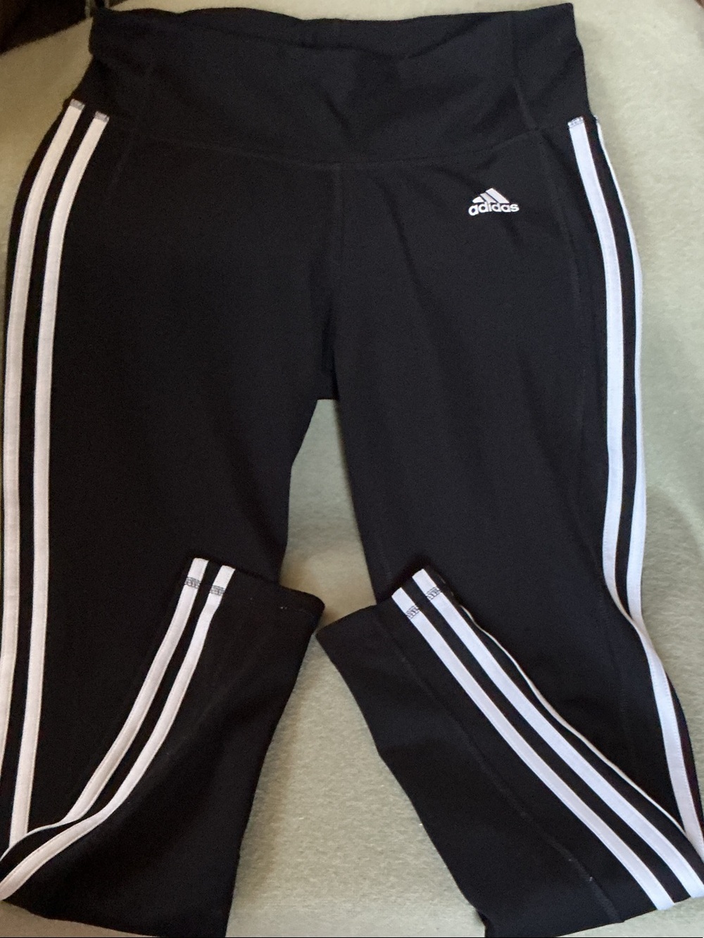 adidas Black Jumpsuit-Style Leggings with White Three-Stripes